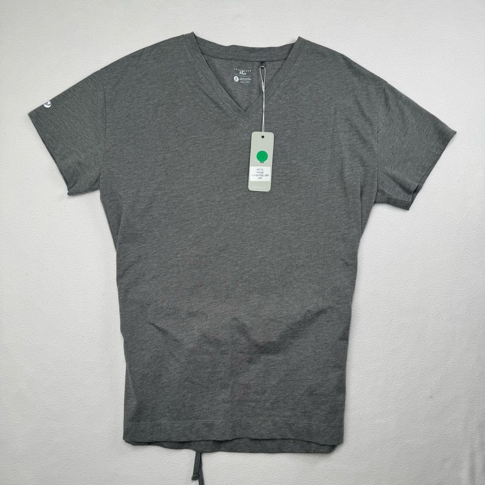 Levelwear Verve Paige Top Heather Steel Grey V-Neck Back Tie Tshirt Womens Small
